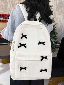 Multiple Styles Fashionable Bow Decor Girls Backpack, Cute & Spacious Student Bag, School Backpack - Black - View 7