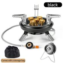 1 pièce, Multicolore, Réchaud à gaz de camping pour l'extérieur, Brûleur à gaz butane pliable et portable, Puissance élevée de 16 000 W, Réchaud à gaz pour pique-nique, Équipement de cuisine pour la randonnée et le tourisme, Fourneau de survie, Pêche, Fournitures de cuisine de camping, Avec accessoires