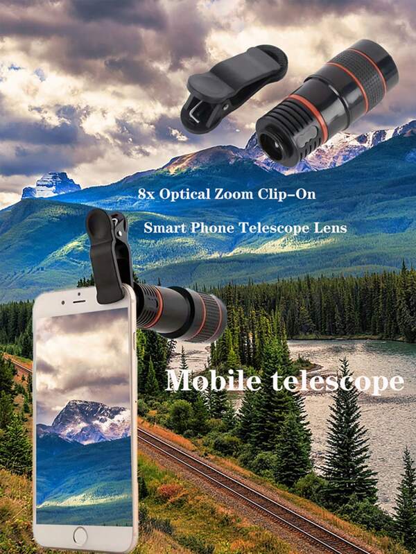 8x Optical Zoom Clip-On Smartphone Telescope Lens - HD Glass Monocular Accessories, Photography Magnifiers, Photography Accessories ,Mobile Zoom,Camera, Compatible With Iphone Android Phone For Summer Vacation, Travel, Creative Photography, Social Media Content, Vlogging Phone Accessories Phone Lens