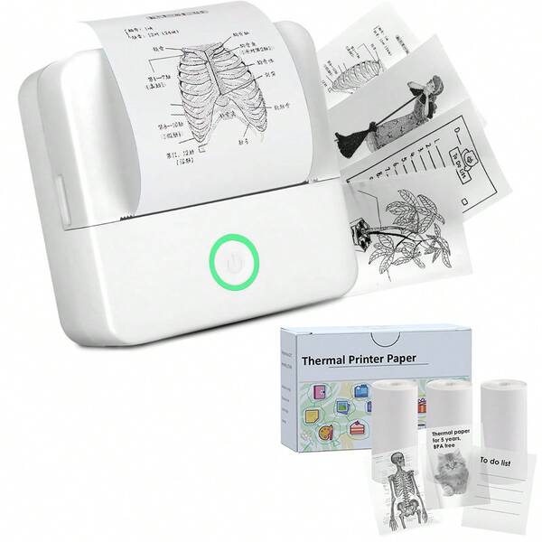 Multifunktionaler Mini-Drucker - Tintenloser Taschendrücker Aufkleber-Hersteller, Thermotaschendrucker, Etikettendrucker als Geschenk, Bürobedarf, Studiennotizen, Aufkleber, Fotos, DIY-Druck