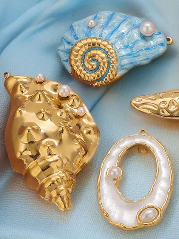 1pc Stainless Steel Large Starfish Snail Conch Charms Pendant For DIY Earring Jewelry Materials Making Supplies Crafts Findings