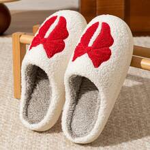 Fashion Women Home Slippers Red Bow  Anti-Slip Soft Sole Winter Shoes - 紅色 - 查看 6