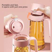 1 件自动开合玻璃油瓶，防漏厨房调味罐带盖，醋/油分配器