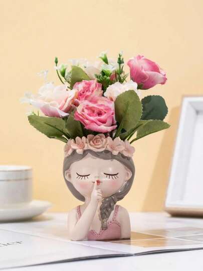 自然风格艺术创意卡通树脂装饰收纳花盆，适合存放化妆品、工作室用品、床头柜物品。也是馈赠亲朋好友的精美纪念品。
