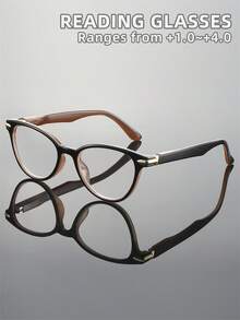 男女通用近视眼镜，新款时尚猫眼拼接金属素面老花镜，方形镜框，镜腿灵活，适合日常佩戴、运动、电脑使用、缝纫等，防疲劳，便携设计，适合各种脸型，有黑色、粉色、紫色、灰色可选，7种度数可选，是节日、父母节、情人节、开学季、教师节、斋月等场合的理想礼物。