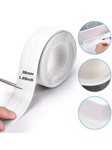 1 片高品质自粘密封胶带，耐用粘合剂，易于剥离和粘贴设计，适用于浴室、水槽、淋浴区、地板和墙壁表面的防水塑料边缘保护