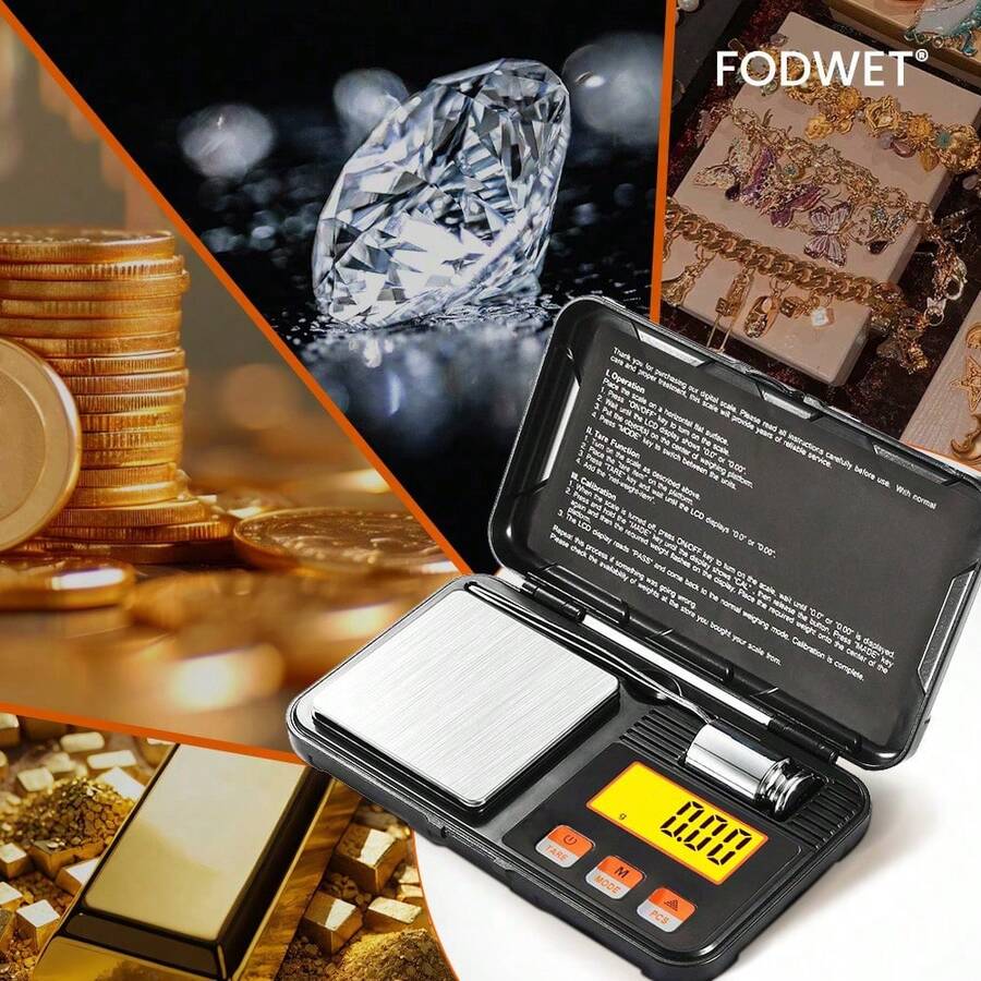 200g X 0.01g 数字精密秤，Tanita 带皮重功能，包含 50g 校准砝码，LCD 显示屏，高精度 Tanita 食物秤 - 彩色 - 查看 1