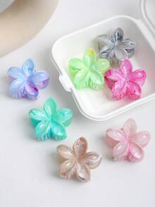 7 件简约清新夏日大理石纹 2.36 英寸雏菊花发夹，甜美花朵发爪夹，适合可爱的发髻/马尾辫造型，适合短发和细发发饰，学校用品，大学