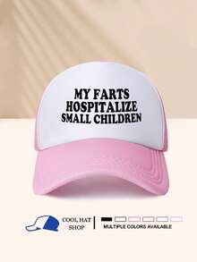 酷炫复古风格棒球帽，弧形帽檐，Farts 字母印花破洞卡车司机帽，男女通用棒球帽，适合休闲户外运动，遮阳 - 海綿帽 - 查看 11