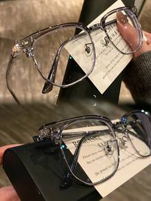 Blue Light Glasses For Woman/Men Computer Bluelight Glasses Womens/Mens Half Frame Clear Lens Glasses - 淺灰色 - 查看 1