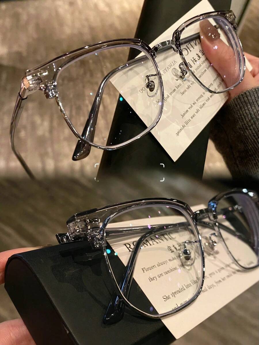 Blue Light Glasses For Woman/Men Computer Bluelight Glasses Womens/Mens Half Frame Clear Lens Glasses - 淺灰色 - 查看 1