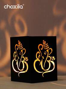 choxila 1pc Wrought Iron Candle Holder, Festive Decor Piece, Diwali Candle Stand, Projection Candle Holder, For Bedroom, Living Room, Holiday Parties, Festival Gift - Black - View 3