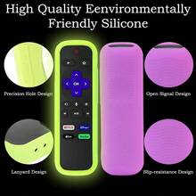 2Pack Silicone Protective Remote Case For  Roku Hisense Roku Controller Sleeve Universal For Roku Express 4K+ 2021 Roku Streaming Stick+ Remote Cover With Lanyards Glow GreenandGlow Purple - GlowYellow&GlowPurple - Xem 4