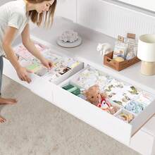 14-Pack Clothing Drawer Organizers - Fabric Baby Drawer Dividers, Foldable Washable Closet Storage Organizers - 3 Sizes For Underwear, Baby Clothes, Bras, Socks, Ties, Scarves, White