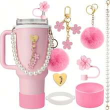 Juego de accesorios compatibles con vasos de 40 onzas, que incluyen tapa con pajita, para embellecer tu vaso. Regalos únicos para mujeres y útiles escolares.
