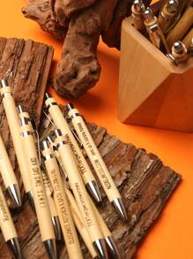 100pcs Customizable Retractable Bamboo Ball Pens - Personalized Engraving, Medium Black Ink, High Quality Smooth Writing, Suitable For Office, Events, Gifts And Art Projects, Stationery