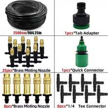 温室滴灌套件自动灌溉系统，带黄铜喷嘴和灌溉软管，用于露台，喷雾植物浇水，带空白分配管软管 - 彩色 - 查看 15