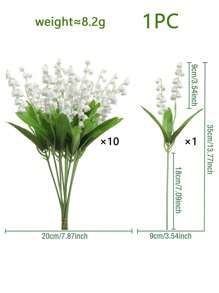 1 pieza / 10 piezas Ramo artificial de lirios Tallo de flor artificial de plástico verde Usado para bodas, novia, ramos blancos, jardín, habitación, escritorio, florero, decoración del hogar
