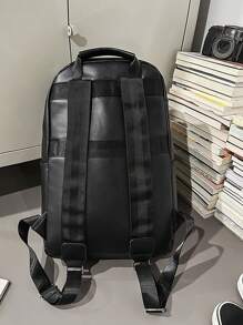 Men's Large Capacity Solid Color Durable Waterproof Backpack, Outdoor Travel Bag