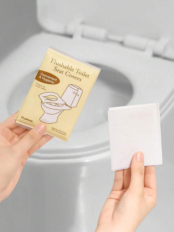 10-50 piezas Cubierta desechable y reforzada para asiento de inodoro, Cubierta de papel lavable para asiento de inodoro, Pañales de entrenamiento para adultos, Accesorios de viaje para baños públicos, Cubierta portátil para asiento de inodoro empaquetada individualmente, Adecuada para vuelos, campamentos, viajes y cubierta impermeable para asiento de inodoro en habitaciones de invitados