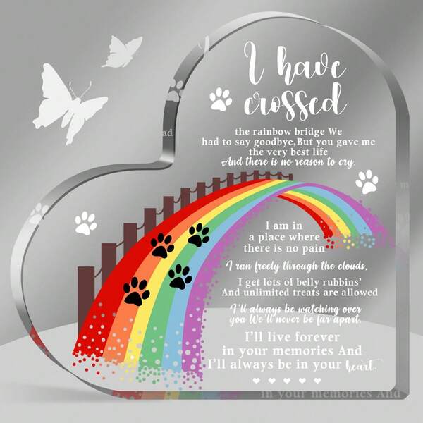Pet Memorial Gift, Sympathy Gift For Loss Of Dog/Cat, Pet Sympathy Gift, Pet Memorial Acrylic Rainbow Bridge Decoration, Condolence Gift, Pet Loss Mourning Gift