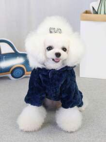 4-Leg Thick Fleece Jacket, British Style Pet Clothes, Warm Jumpsuit For Small Animals