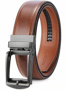 BOSTANTEN Belt Men Leather Reversible Belts Men 1 3/8 Casual Dress Pants, Two-In-One Belt - 009-深棕色 - 查看 1