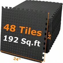 24/48 Tiles Gym Flooring Gym Mats Exercise Mat For Floor Workout Mat Foam Floor Tiles For Home Gym Equipment Garage - 四十八 黑色 - 查看 1