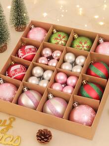 42pcs/Set Christmas Ball Ornaments Decoration Pendant Party Supplies Gift Box Set