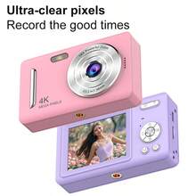 4K数码相机4800万像素高清摄影旅行自拍相机2.4英寸屏防抖16倍变焦学生自拍迷你相机 (粉色) - 粉色 - 查看 9
