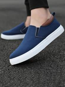 Men's Navy Blue Canvas Shoes, Casual Sneakers For Students