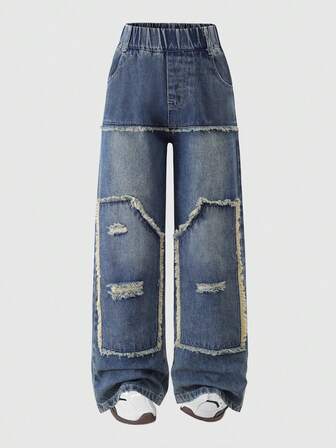 Boys' Straight Leg Jeans, 2025 New Autumn Wide Leg Long Pants