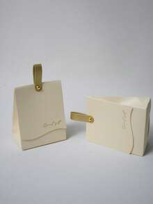 10 件优雅提手礼盒、手提袋、婚礼礼盒、包装盒、甜蜜婚礼回礼盒、“幸福时刻”设计派对包装盒，适用于婚礼、生日装饰、婚礼新娘送礼会装饰、宾客礼物、婚礼用品、礼品包装、婚礼装饰、包装盒、婚礼用品、圣诞节、万圣节、情人节、母亲节、庆典、派对、伴娘礼物 - 米色 - 查看 6