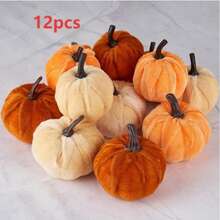 8 件/12 件/13 件天鹅绒仿南瓜万圣节装饰 - 橙色、棕色和香槟色的优雅混合 | 非常适合秋季、感恩节和收获季节家居装饰南瓜装饰南瓜装饰秋季装饰秋季装饰