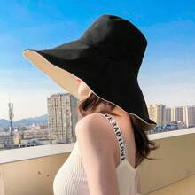Sombrero balde de ala ancha para mujer, protector solar, sombrero de sol de moda versátil