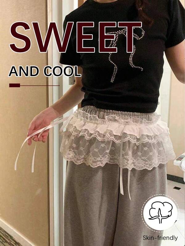 1 Pc Lace Pleated Skirt, Ladies Short Fart Curtain Apron, Wooden Ear Skirt, White Skirt, Waist Skirt.