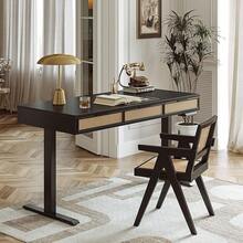 48X26 Hes Boho Style Height Adjustable Electric Standing Desk With 3 Rattan Drawers, 48X26 Hes Stand Up Desk With Large Storage - Multicolor - View 3