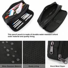 1个大容量铅笔盒，双层隔层铅笔袋，男女通用，黑色多功能文具收纳袋，适用于学校和办公室，可存放学习用品，返校必备 - 彩色 - 查看 7