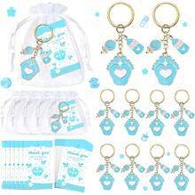 30pcs/10sets 10/20/30 Sets Baby Shower Favors With Design Key Chains With White Organza Bags And Thank You Tags Boys And Girls Baby Shower Party Favor Holiday Essentials Suitable For Shower Party Favors Birthdays And Event Decorations