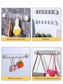 现代塑料吸盘墙钩，无需钻孔真空密封挂钩，适用于毛巾、厨房、浴室和家居收纳 - 彩色 - 查看 8