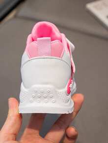 1 双男女儿童休闲平底鞋，儿童软底可爱星星设计透气运动跑步鞋，适合所有季节的多功能时尚鞋 - 粉色 - 查看 6