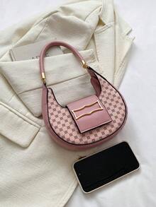 1 件复古撞色几何图案迷你斜挎包，适合女性日常使用、约会礼物