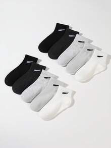 10pairs/Set Teenager Sporty Long Tube Socks Crew Socks - Multicolor - View 4