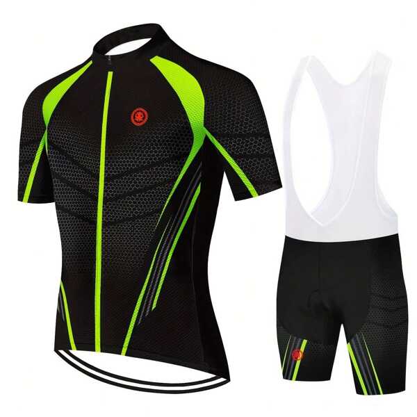 [Kraken Octopus Cycling Suit] KRAKEN OCTOPUS Men's Cycling Suit Set - Spring Summer Spandex Bicycle Strap Shorts With 20D Cushion Jacquard Fabric, Fluorescent Color, Breathable Speed Drying, Three Rear Pockets