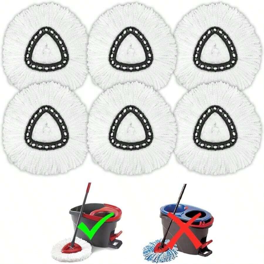 Mop Heads Replacement For O Cedar Easy Wring Spin Mop 1 Tank System, Microfiber Mop Refills, Spin Mop Replacement Head (6pack) - White - View 1