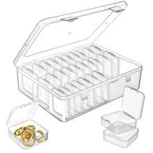 30Pcs Small Clear Plastic Storage Containers, 1 Large Craft Organizer Box, Mini Clear Bead Organizer Box, Transparent Storage Containers, Plastic Storage Cases, Craft Storage Box For Jewelry Making DIY Bracelets Beads Nails Screws Small Crafts