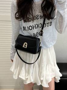 女士腋下包，百搭单肩/斜挎包，小众设计皮质手感包，时尚小方包 - 彩色 - 查看 4