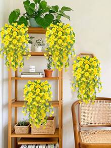 1/2/4 Stück künstliche Außenpflanze mit Eukalyptus und Seidenmorgenruhblume, UV-beständig, grüne Pflanzen für Jahrestag, Abschlussfeier, Hochzeit, Familie, Büro, Veranda, Garten, Hof, Wand, Frühling/Sommer Dekoration