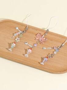 Cordón para teléfono móvil con diseño de lazo y helado de tres colores, adecuado como accesorio para mujer, llavero con forma de helado, colgante para funda de auriculares, accesorio para funda de teléfono, perfecto para mantener tu teléfono lindo y a la moda