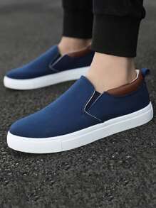 Men's Navy Blue Canvas Shoes, Casual Sneakers For Students